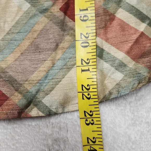 • Selene Sport Women's 3/4 Sleeve Plaid Button Up Blouse Medium Gold Multicolor - Picture 11 of 11